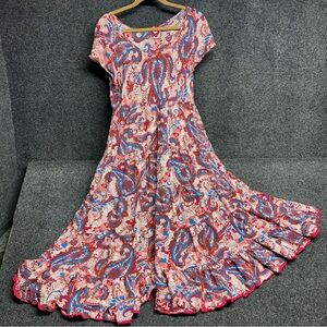 Soft Surroundings Boho scoop neck tiered flowy paisley maxi dress boho western